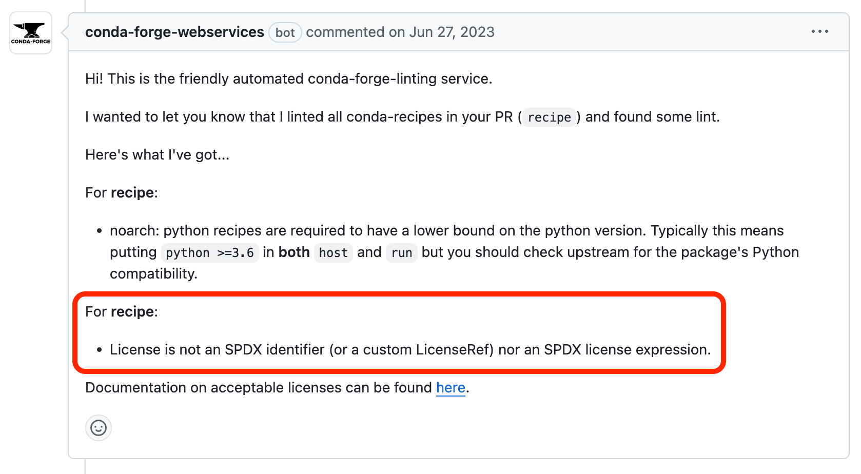 License file missing in conda-forge feedstock